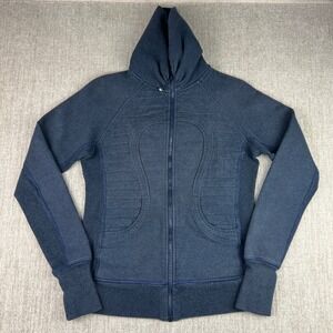 Lululemon Cuddle Up Full Zip Jacket Turtleneck Women's Size 6 Blue Thumbholes